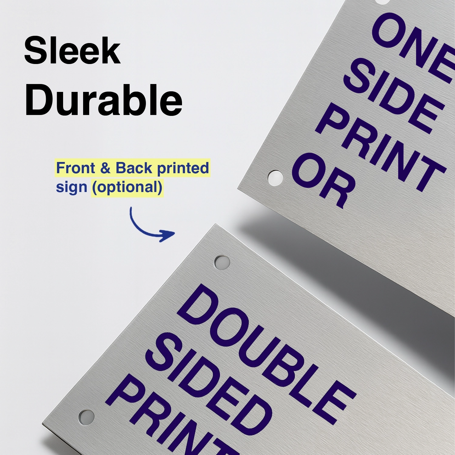 Brushed Silver Aluminum Sign