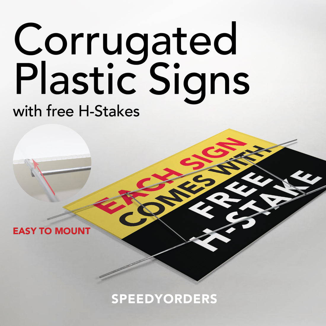 Double Sided, Corrugated Plastic, Custom Yard Signs With H Stakes