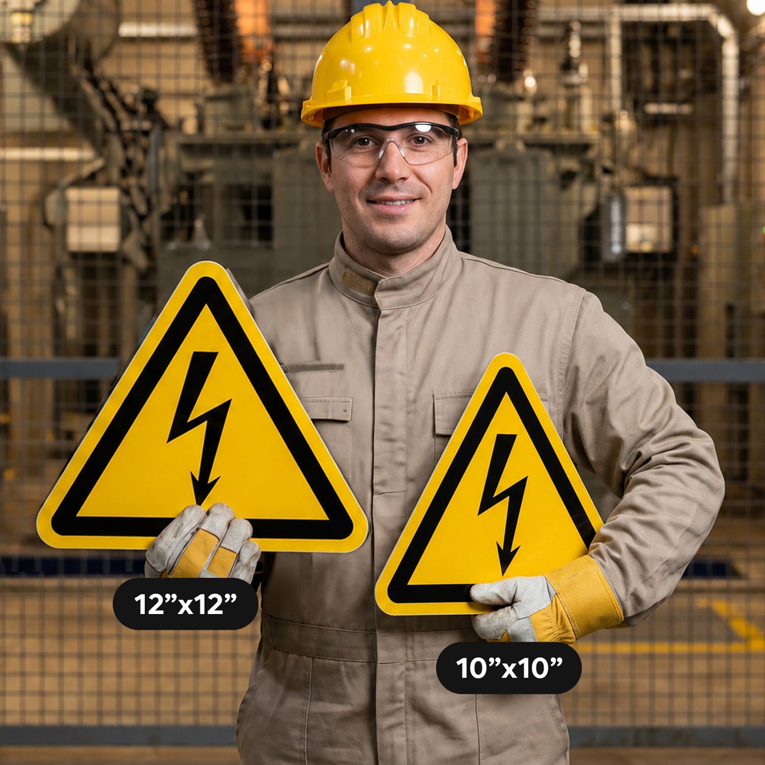 Electrical Hazard Warning Triangle Sign (ISO 7010 W012)