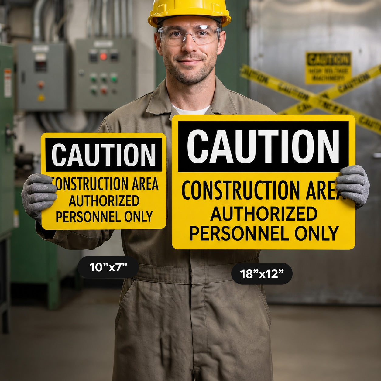 Caution Construction Area Authorized Personnel Only Sign | Heavy-Duty Safety & Job Site Warning Sign