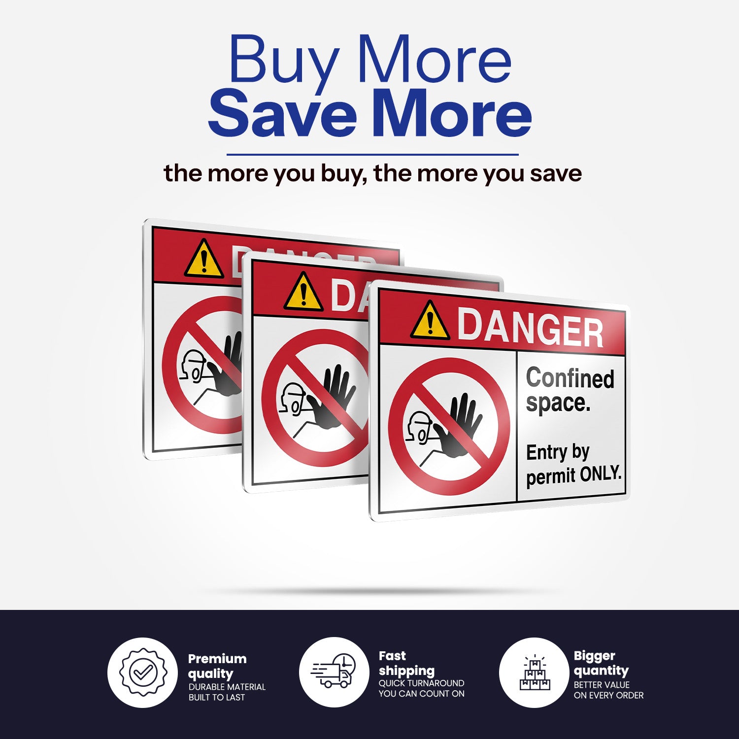 Danger Confined Space Entry By Permit Only Safety Sign with Prohibition Graphic
