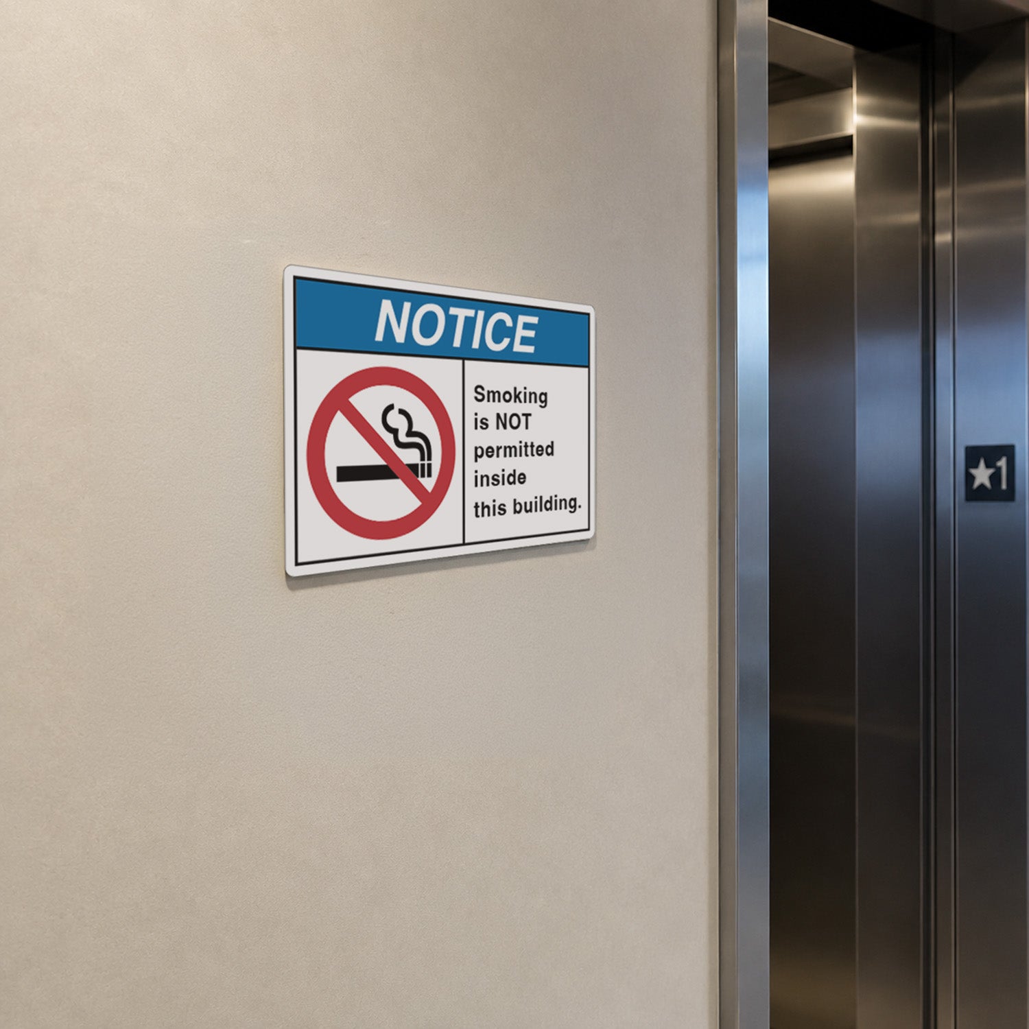 Notice Smoking is NOT Permitted Inside This Building Sign