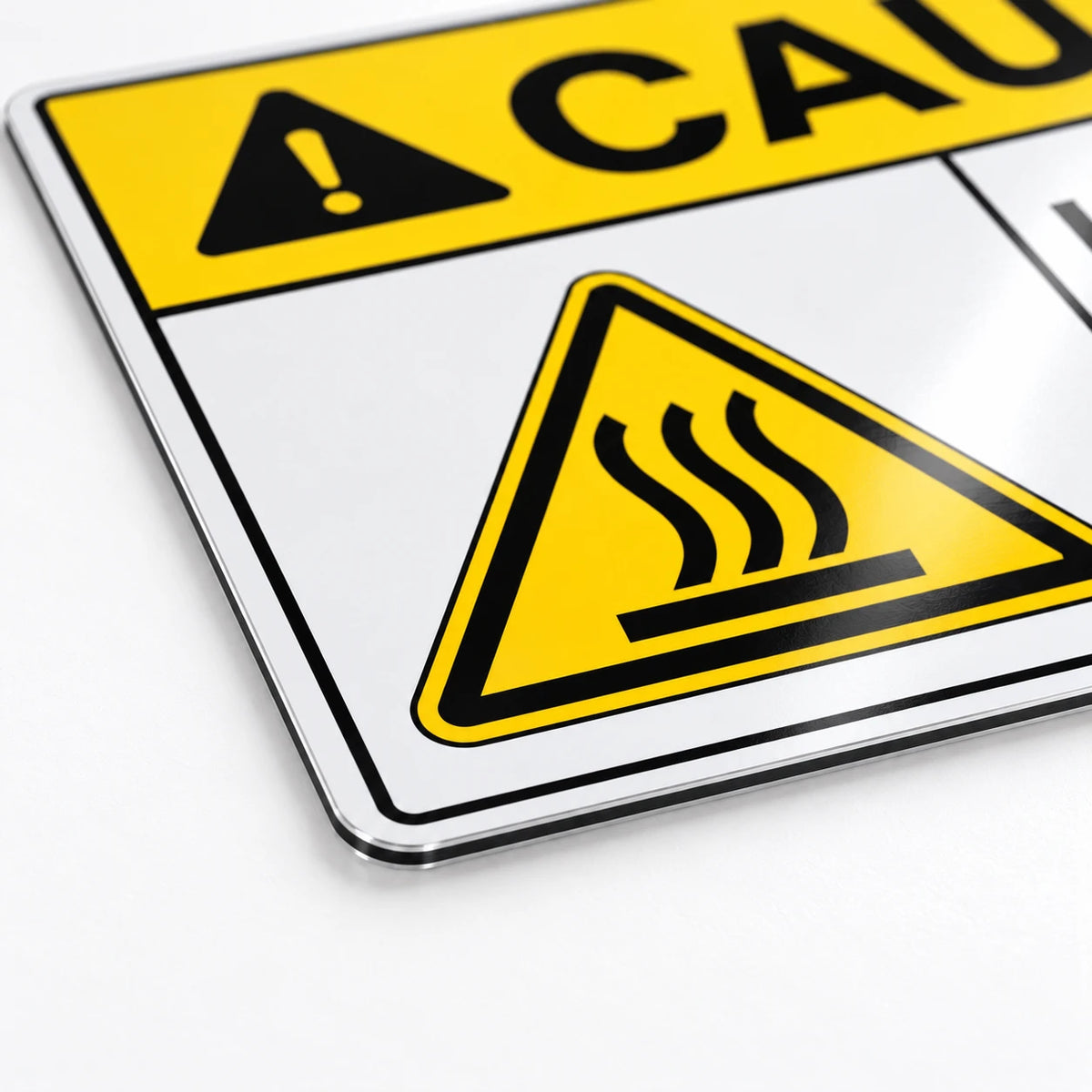 Caution — Hot Surface Do Not Touch Sign | ISO 7010 W017 Symbol | ANSI Z535.2-2023 | Aluminum