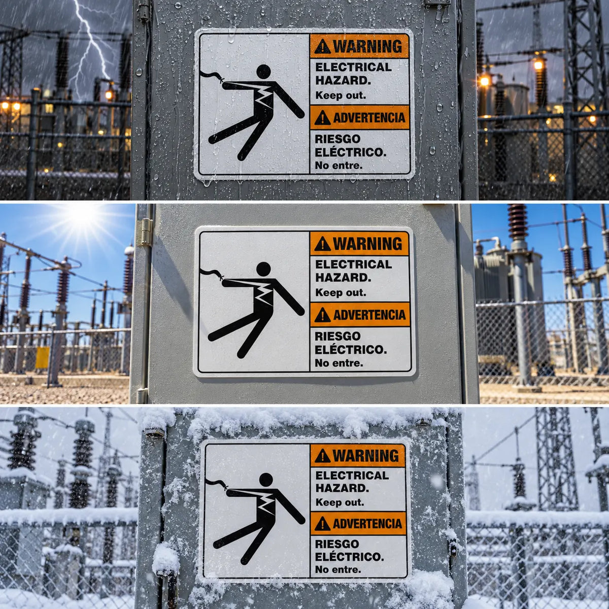 WARNING — Bilingual Electrical Hazard Keep Out Sign - Spanish & English Safety Sign