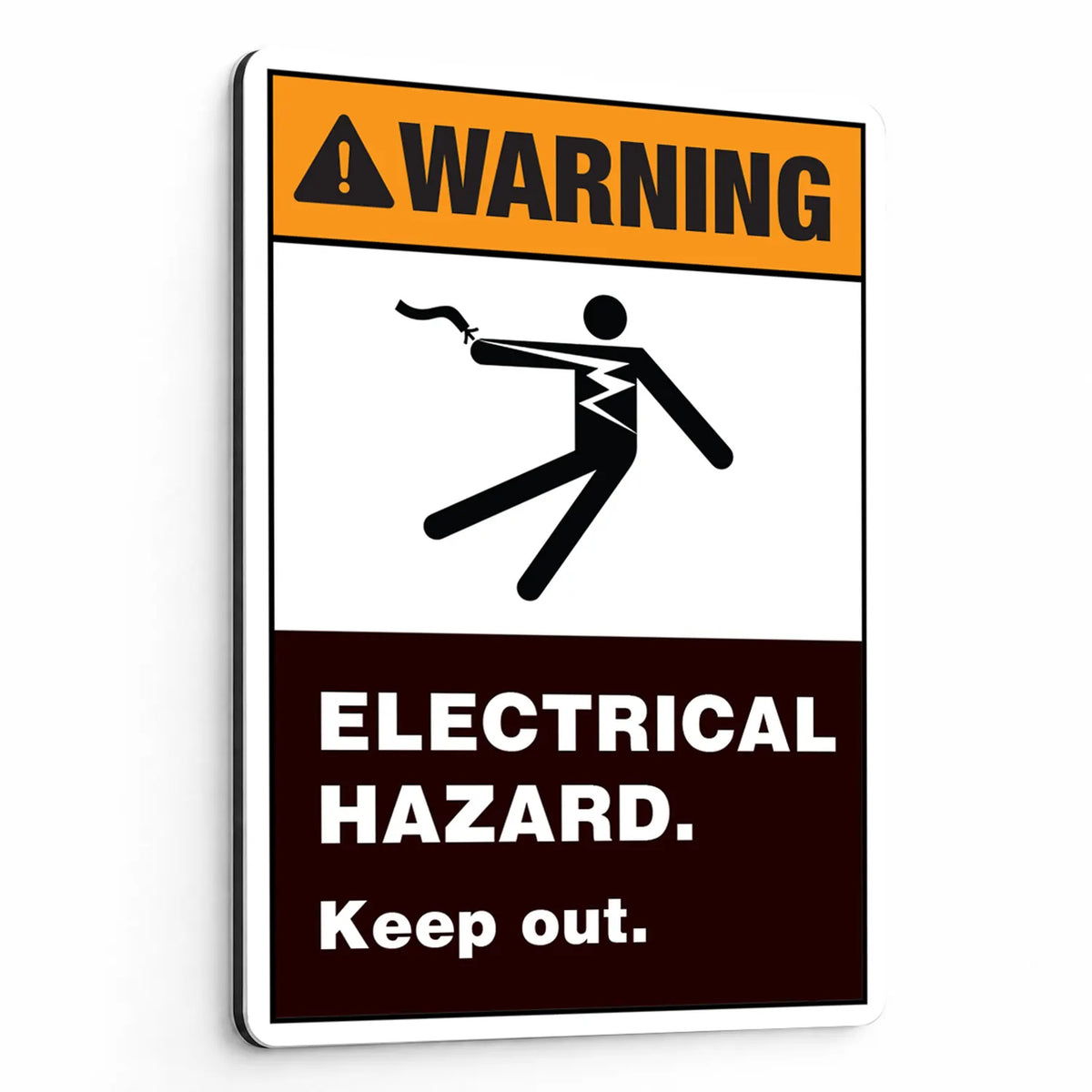 Warning — Electrical Hazard Keep Out Sign (Vertical) | Electric Shock Symbol | ANSI Z535.2-2023 | Aluminum