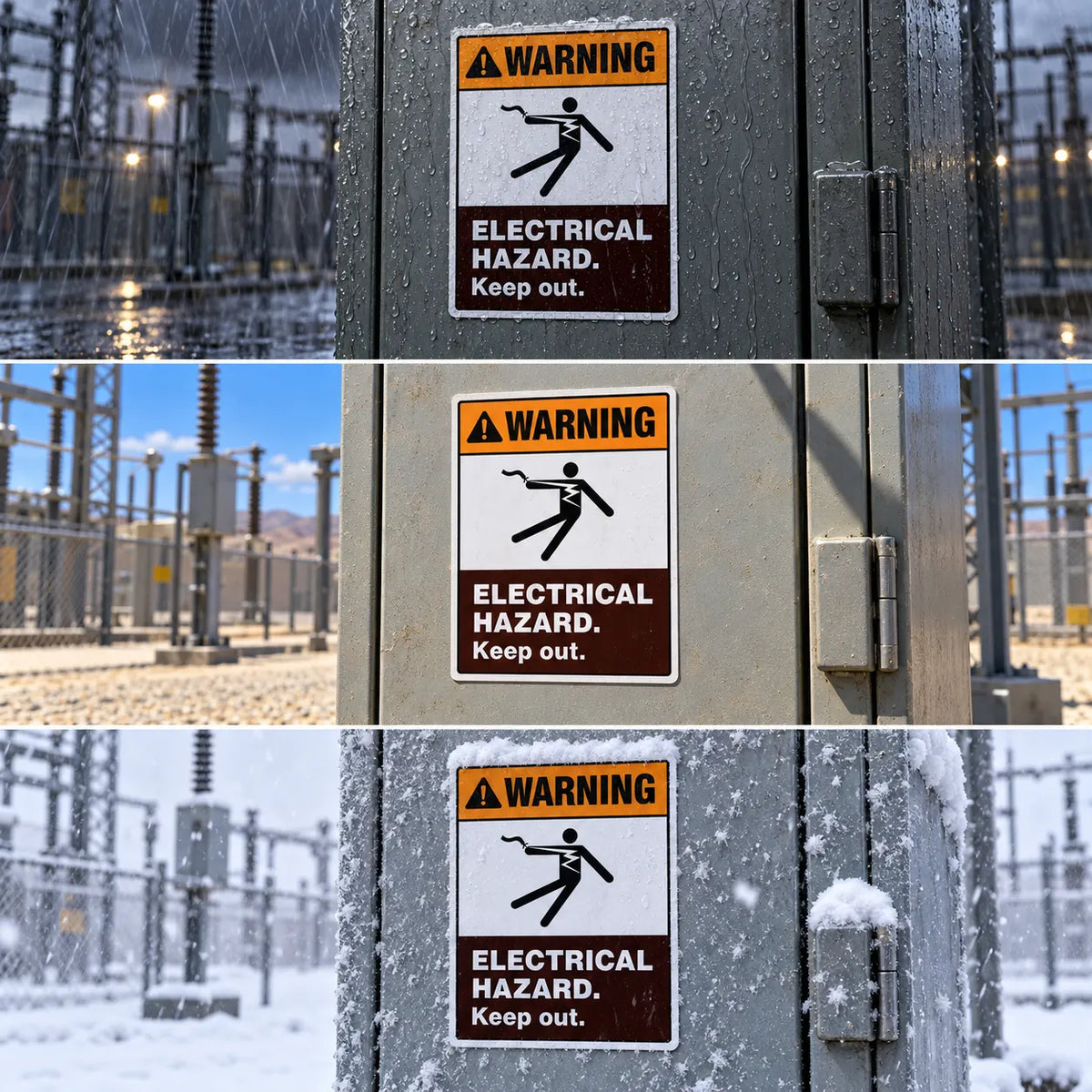 Warning — Electrical Hazard Keep Out Sign (Vertical) | Electric Shock Symbol | ANSI Z535.2-2023 | Aluminum