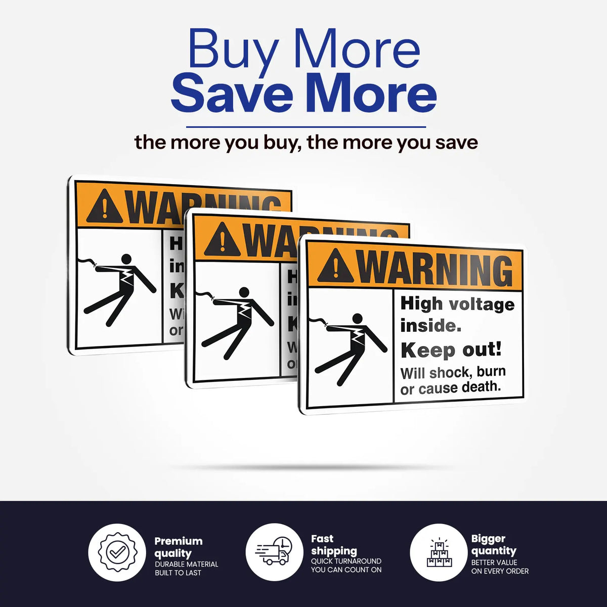 Warning — High Voltage Inside Keep Out Sign | Will Shock, Burn or Cause Death | ANSI Z535.2-2023 | Aluminum