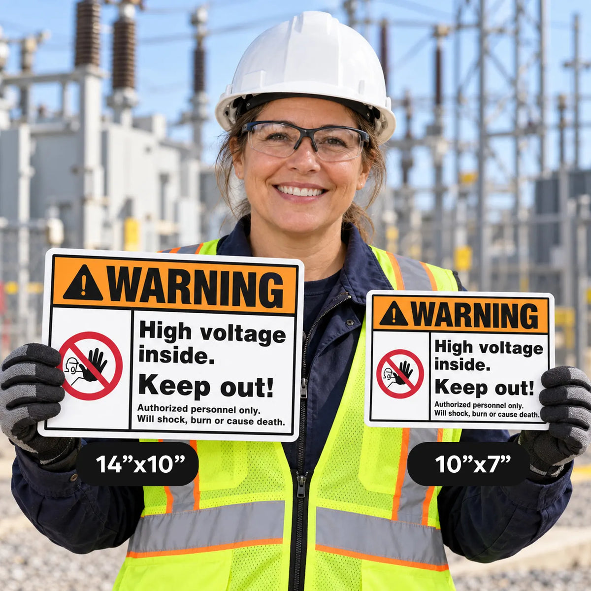 Warning — High Voltage Inside Keep Out Sign | No Access Prohibition Symbol | ANSI Z535.2-2023 | Aluminum