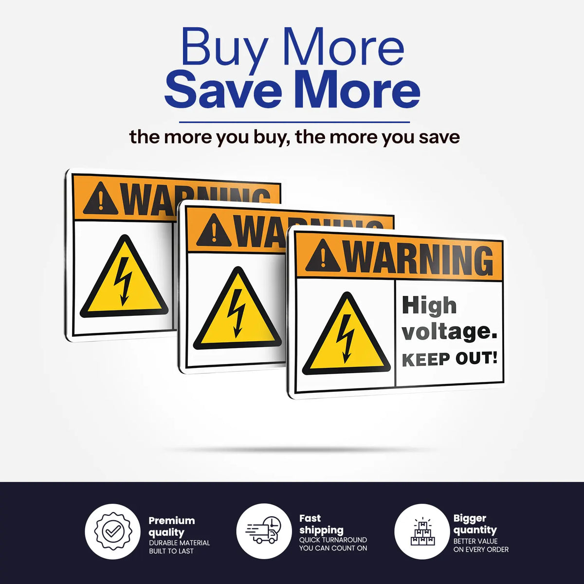 Warning — High Voltage Keep Out Sign | ISO 7010 W012 | ANSI Z535.2-2023 | Aluminum