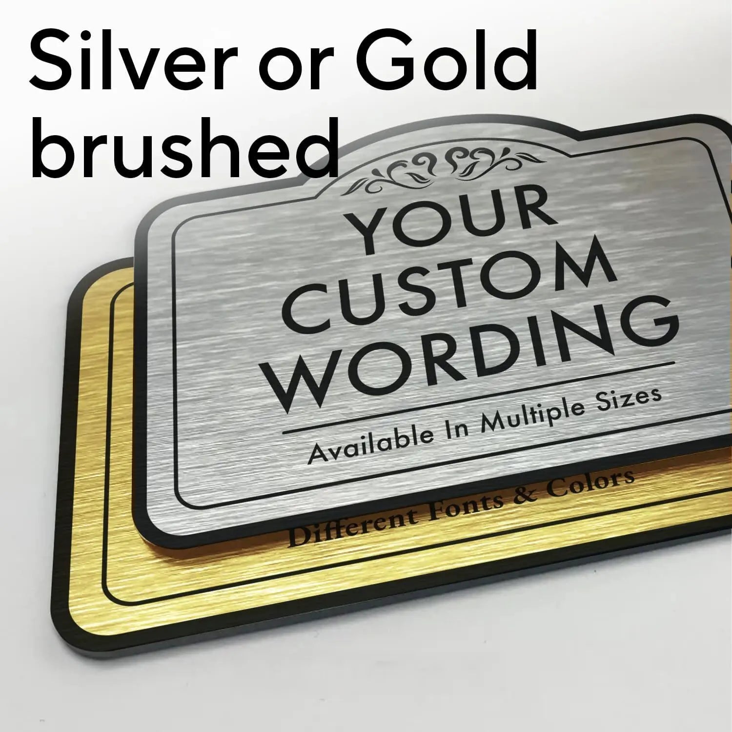 42" x 28" Giant Custom Outdoor Metal Sign – Brushed Silver or Gold Finish